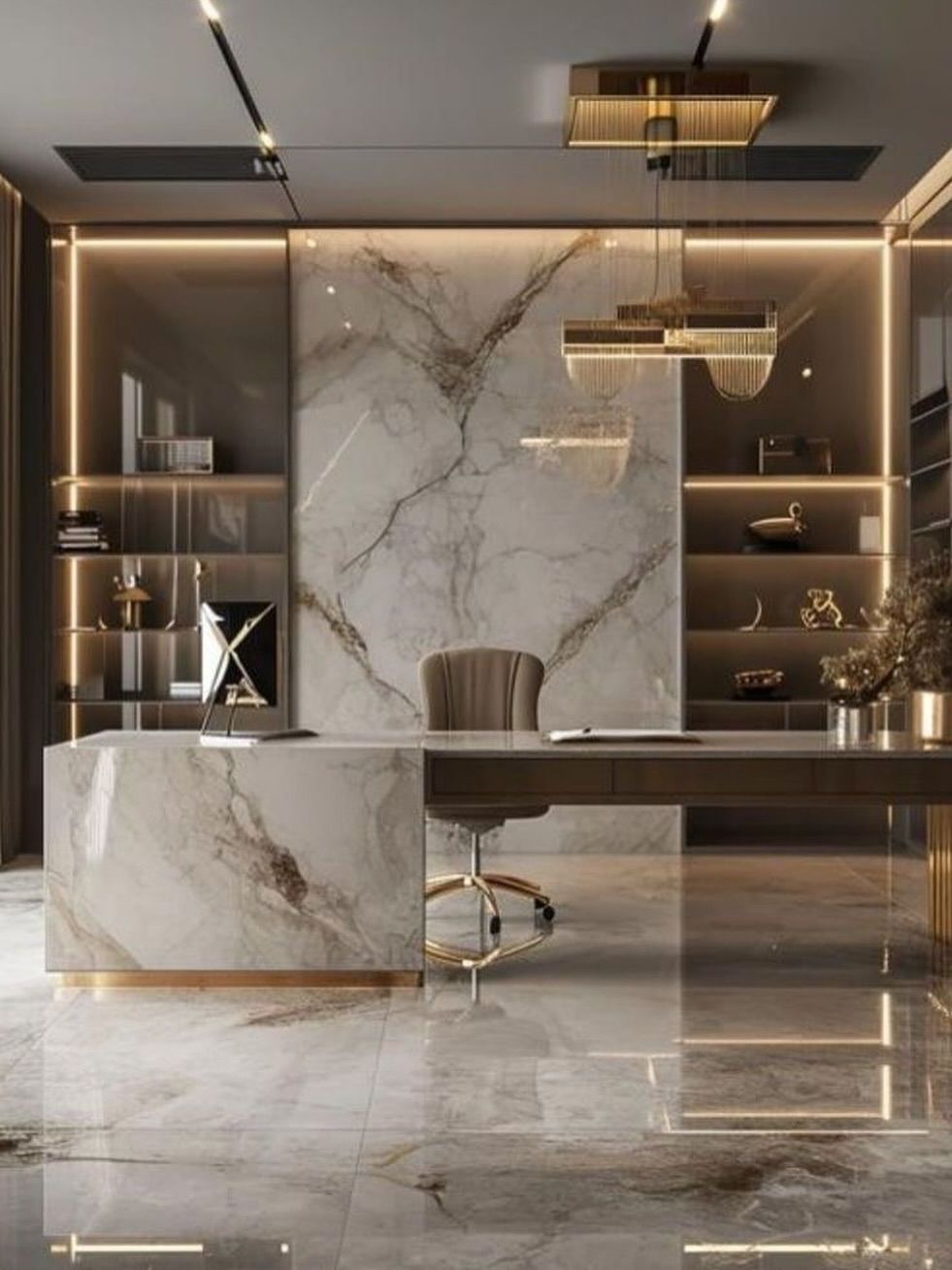 Modern MD Chamber with Private VIP Leather Sofa Meeting Lounge #123